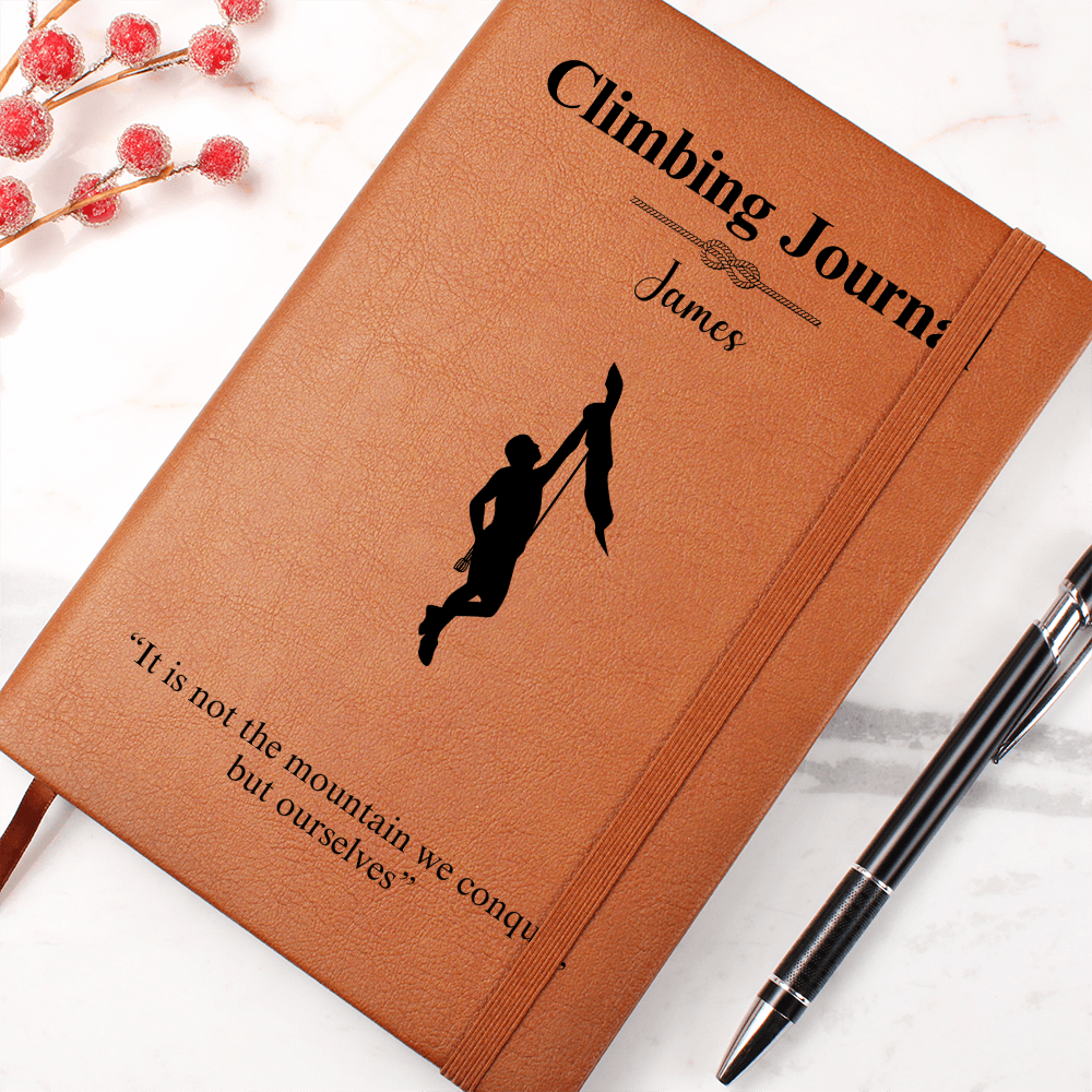 man climbing journal
