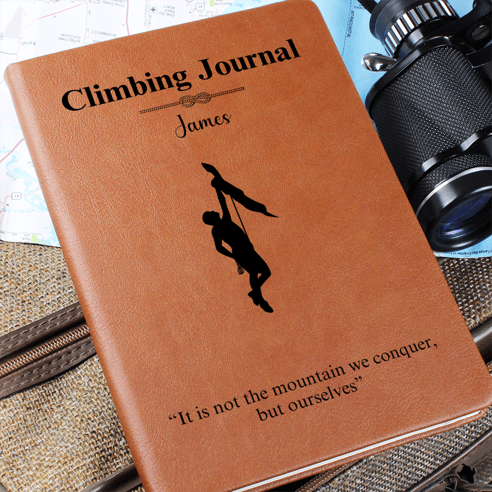 man climbing journal
