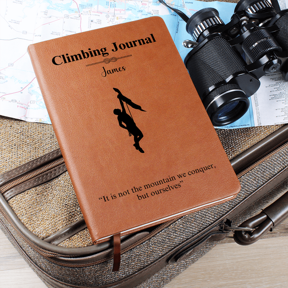 man climbing journal