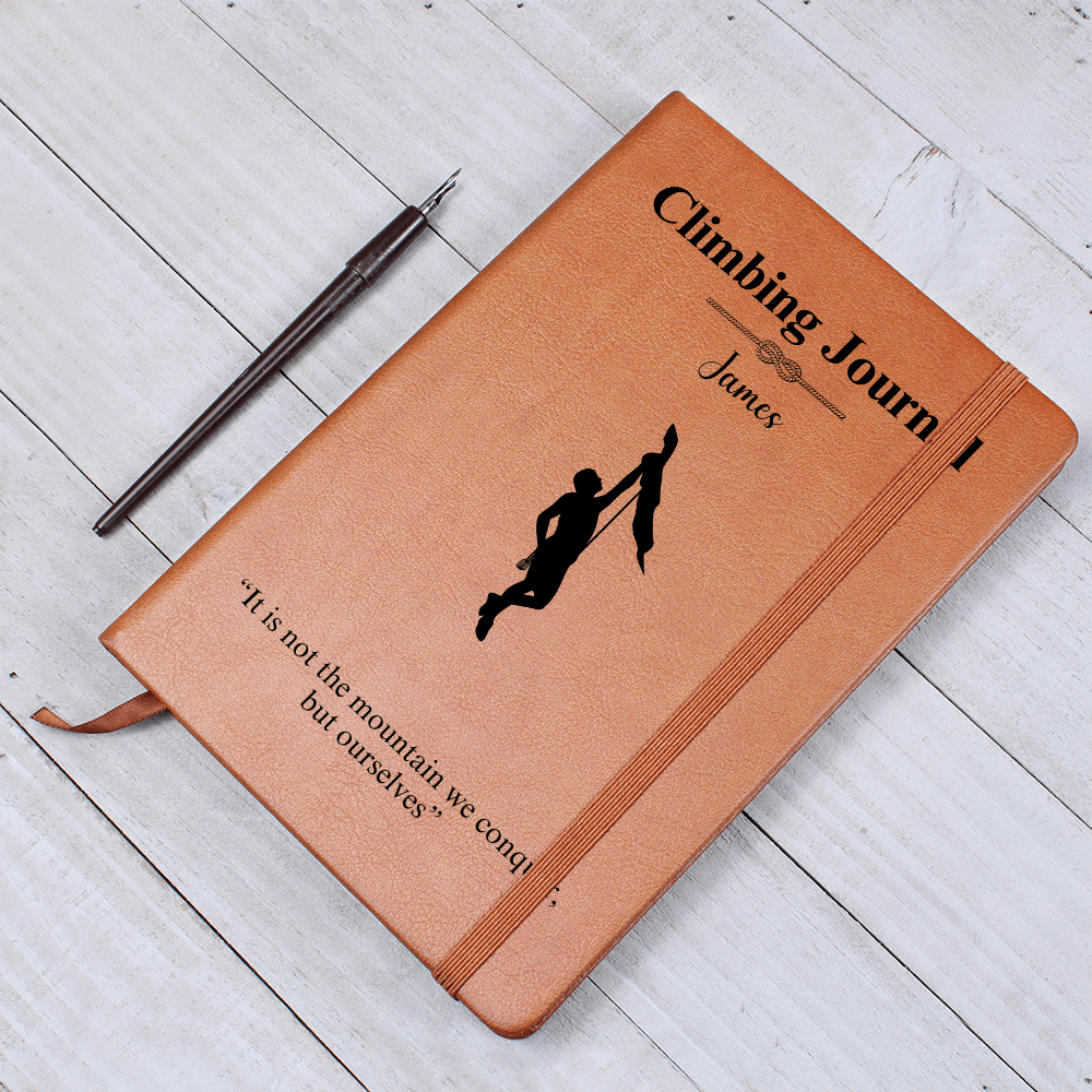 man climbing journal