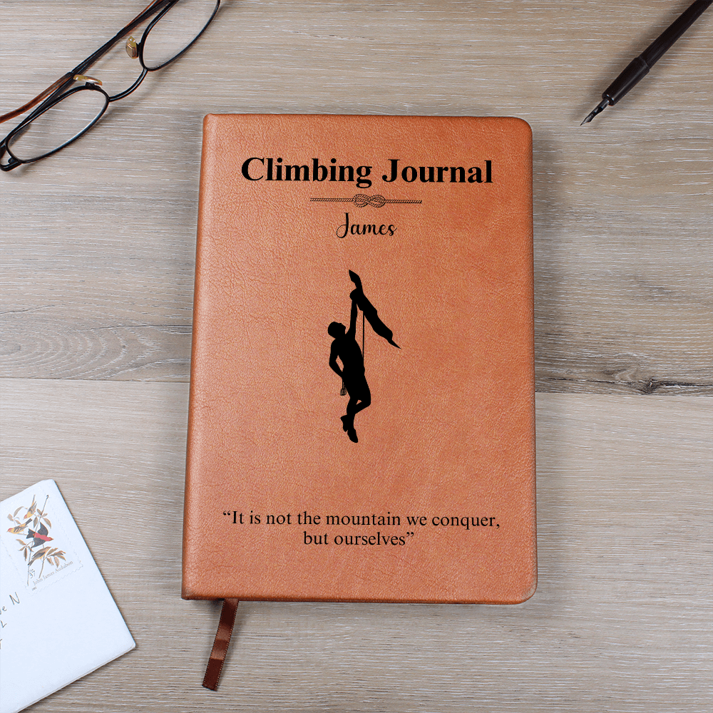 man climbing journal