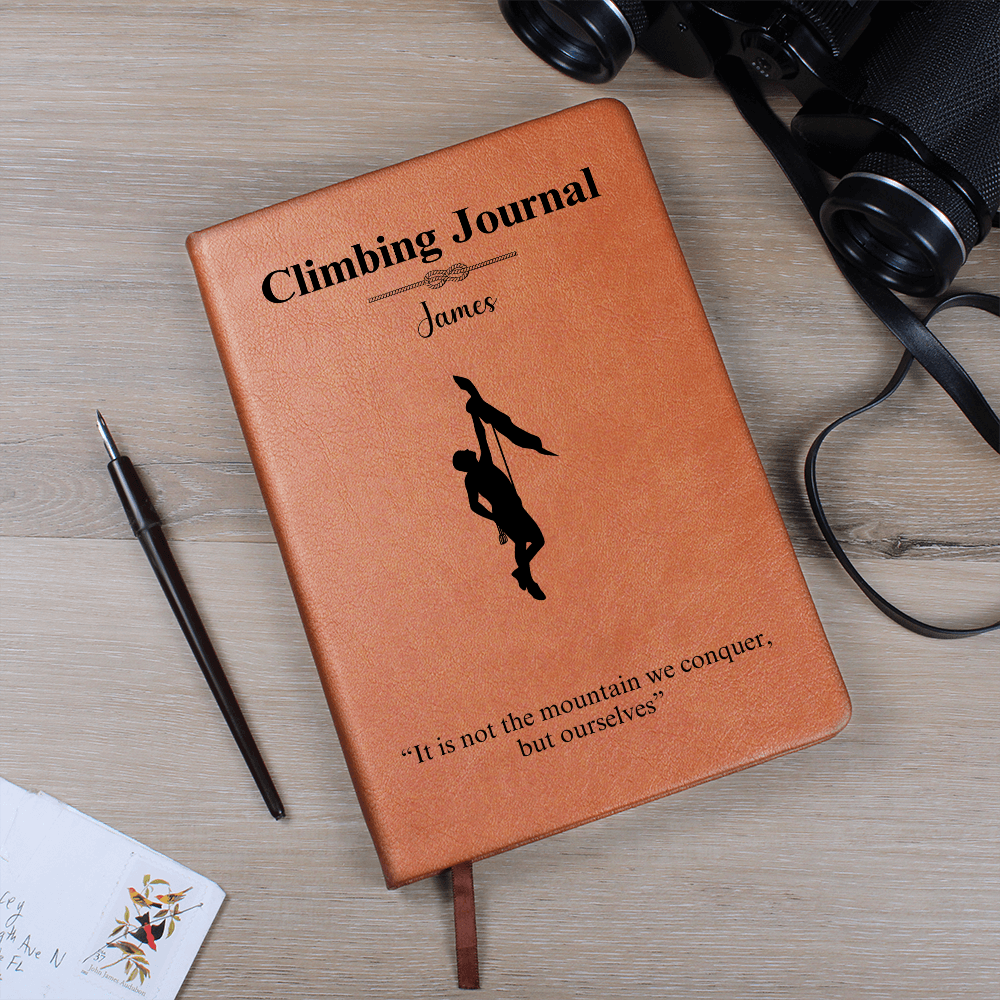 man climbing journal
