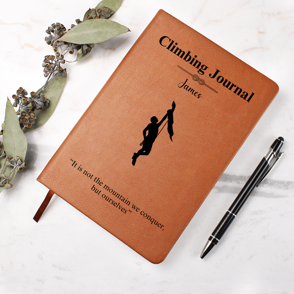man climbing journal