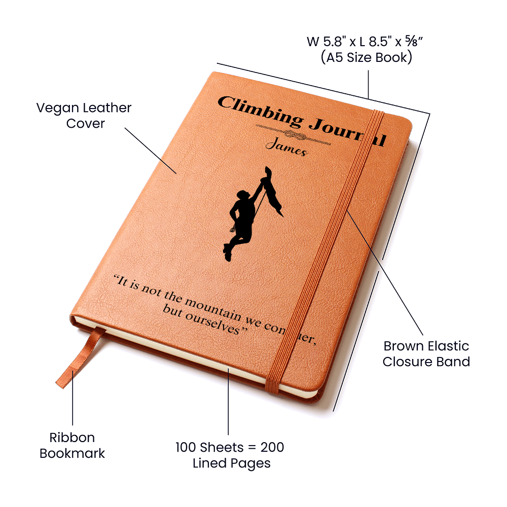 man climbing journal